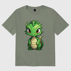 Футболка оверсайз женская Маленький дракон 2024, цвет: авокадо