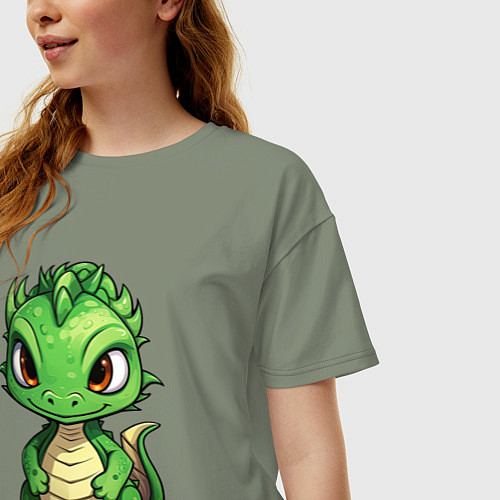 Женская футболка оверсайз Маленький дракон 2024 / Авокадо – фото 3