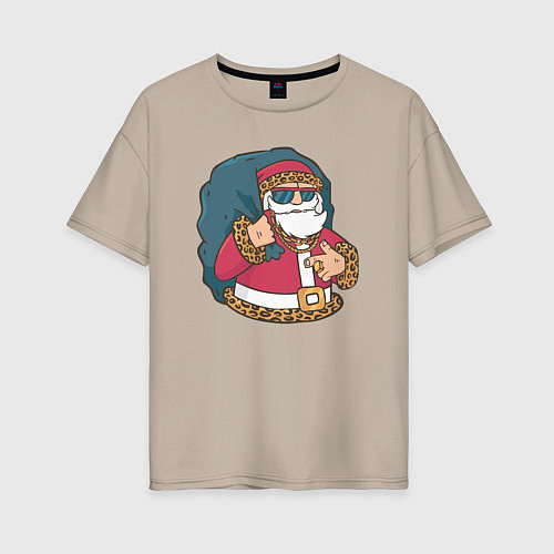 Женская футболка оверсайз Santa gangster / Миндальный – фото 1