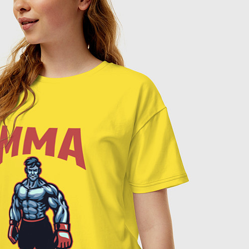 Женская футболка оверсайз MMA боец / Желтый – фото 3
