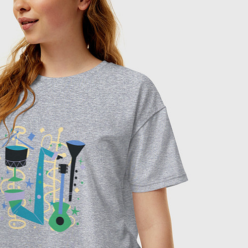 Женская футболка оверсайз Джазовый ансамбль / Меланж – фото 3