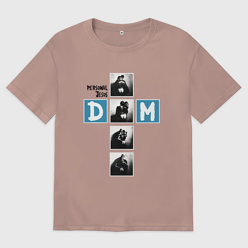 Женская футболка оверсайз Depeche Mode - Personal Jesus cross / Пыльно-розовый – фото 1