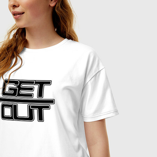 Женская футболка оверсайз Get out black / Белый – фото 3