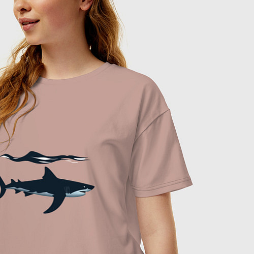 Женская футболка оверсайз Акула в профиль / Пыльно-розовый – фото 3