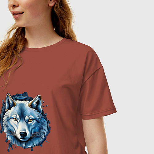 Женская футболка оверсайз Полярный волк / Кирпичный – фото 3