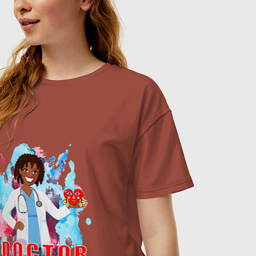 Женская футболка оверсайз Я доктор / Кирпичный – фото 3