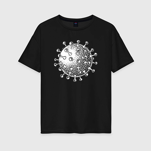 Женская футболка оверсайз Частица вируса / Черный – фото 1