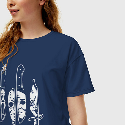 Женская футболка оверсайз Horror killers / Тёмно-синий – фото 3