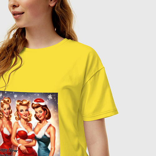 Женская футболка оверсайз Happy New Sexy Year / Желтый – фото 3