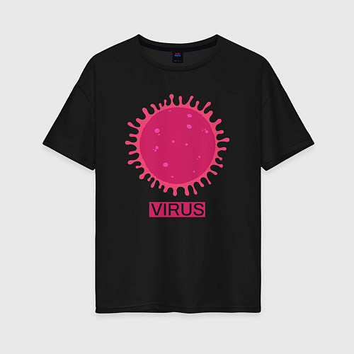 Женская футболка оверсайз Pink virus / Черный – фото 1