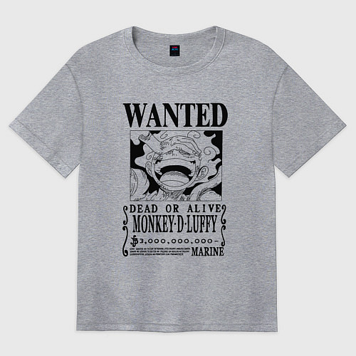 Женская футболка оверсайз Листовка Луффи 5 гир йонко One Piece / Меланж – фото 1