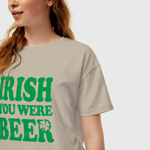Женская футболка оверсайз Irish you were beer / Миндальный – фото 3