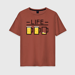 Футболка оверсайз женская Life beer, цвет: кирпичный