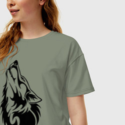 Футболка оверсайз женская Воющий волк, цвет: авокадо — фото 2