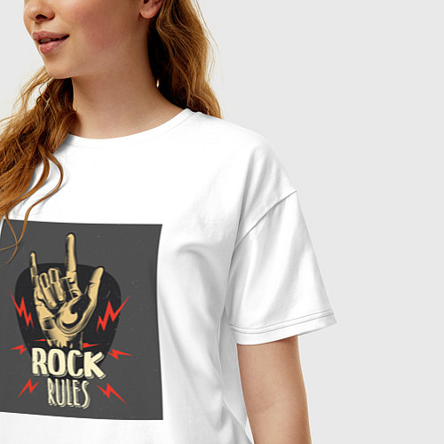 Женская футболка оверсайз Я играю рок / Белый – фото 3