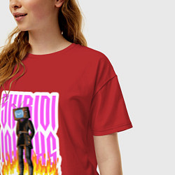Футболка оверсайз женская Милый титан ТВ Мен, цвет: красный — фото 2