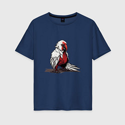Футболка оверсайз женская Красный попугай, цвет: тёмно-синий