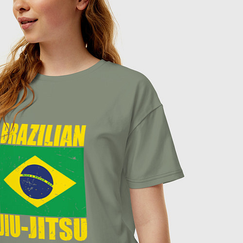 Женская футболка оверсайз Brazilian jiu-jitsu / Авокадо – фото 3