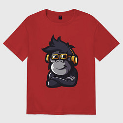 Футболка оверсайз женская Music monkey, цвет: красный
