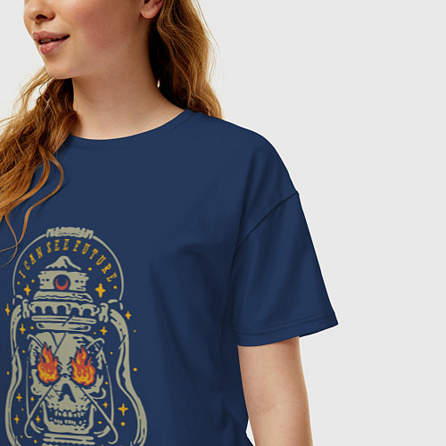 Женская футболка оверсайз Лапма череп / Тёмно-синий – фото 3