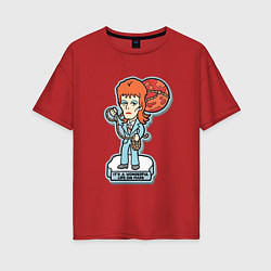 Футболка оверсайз женская David Bowie - Its a wonderful life on mars, цвет: красный