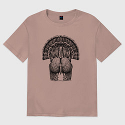 Футболка оверсайз женская Индейка анфас, цвет: пыльно-розовый