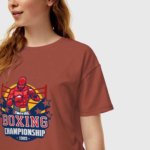 Женская футболка оверсайз Boxing championship / Кирпичный – фото 3