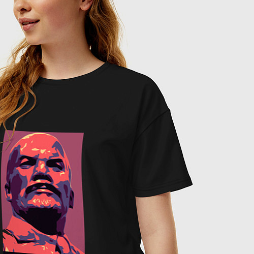 Женская футболка оверсайз Lenin revolution / Черный – фото 3