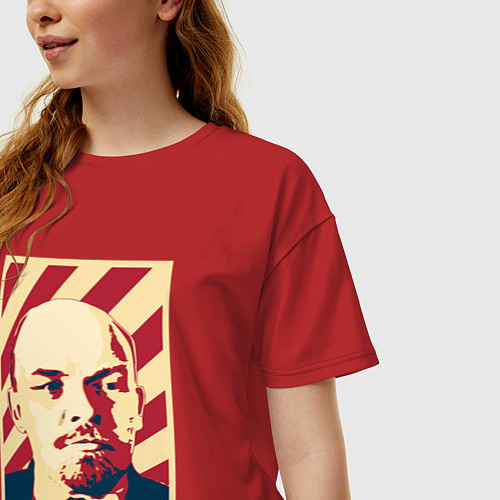 Женская футболка оверсайз Vladimir Lenin / Красный – фото 3