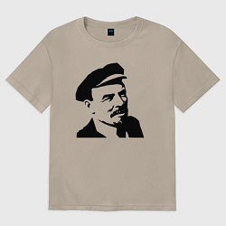Футболка оверсайз женская Ленин в кепке, цвет: миндальный