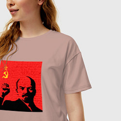 Футболка оверсайз женская Lenin in red, цвет: пыльно-розовый — фото 2