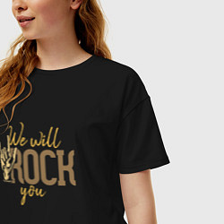 Футболка оверсайз женская Я люблю рок, цвет: черный — фото 2