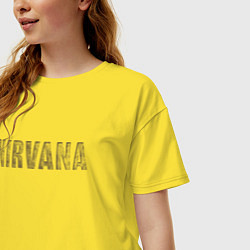 Футболка оверсайз женская Nirvana grunge text, цвет: желтый — фото 2