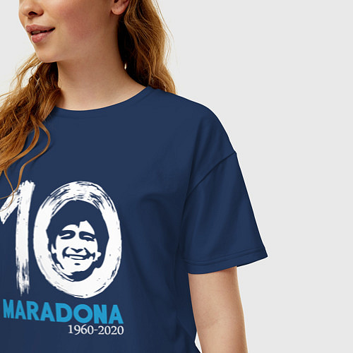 Женская футболка оверсайз Maradona 10 / Тёмно-синий – фото 3