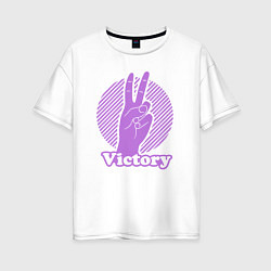 Футболка оверсайз женская Victory hand gesture, цвет: белый