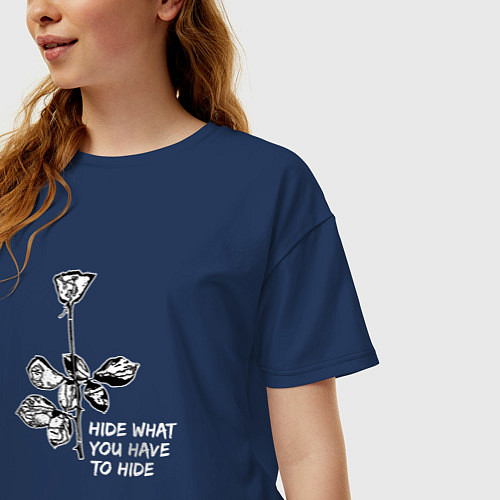 Женская футболка оверсайз Depeche Mode - Hide what you have to hide / Тёмно-синий – фото 3