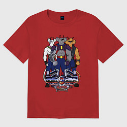 Футболка оверсайз женская Мыши рокеры с марса - все, цвет: красный