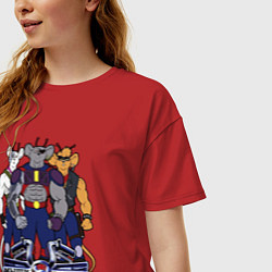 Футболка оверсайз женская Мыши рокеры с марса - все, цвет: красный — фото 2