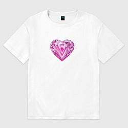 Футболка оверсайз женская Розовое алмазное сердце, цвет: белый