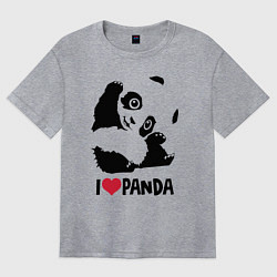 Футболка оверсайз женская I love panda, цвет: меланж