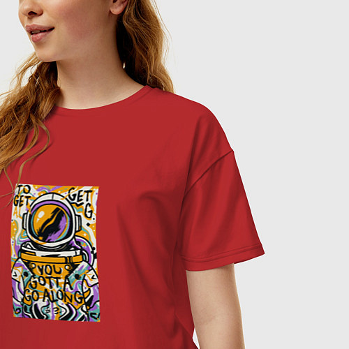 Женская футболка оверсайз You gotta go along / Красный – фото 3