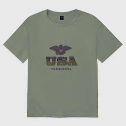 Футболка оверсайз женская USA Oldschool, цвет: авокадо