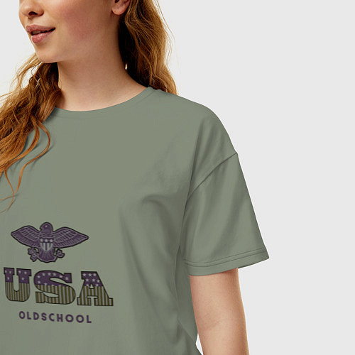 Женская футболка оверсайз USA Oldschool / Авокадо – фото 3