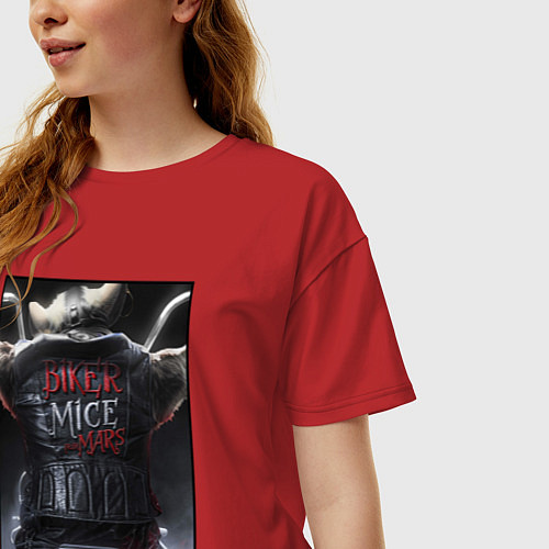 Женская футболка оверсайз Biker mice from mars - Throttle / Красный – фото 3