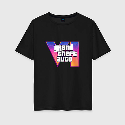 Женская футболка оверсайз GTA VI logo / Черный – фото 1