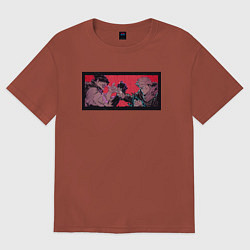 Футболка оверсайз женская Чосо против Итадори, цвет: кирпичный