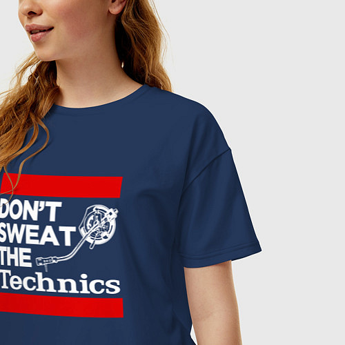 Женская футболка оверсайз Dont sweat the Technics / Тёмно-синий – фото 3