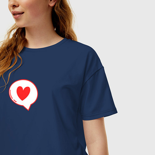 Женская футболка оверсайз The red heart message для пары / Тёмно-синий – фото 3
