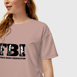 Футболка оверсайз женская FBI - female body inspector, цвет: пыльно-розовый — фото 2