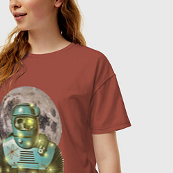 Футболка оверсайз женская Скелет в космосе, цвет: кирпичный — фото 2